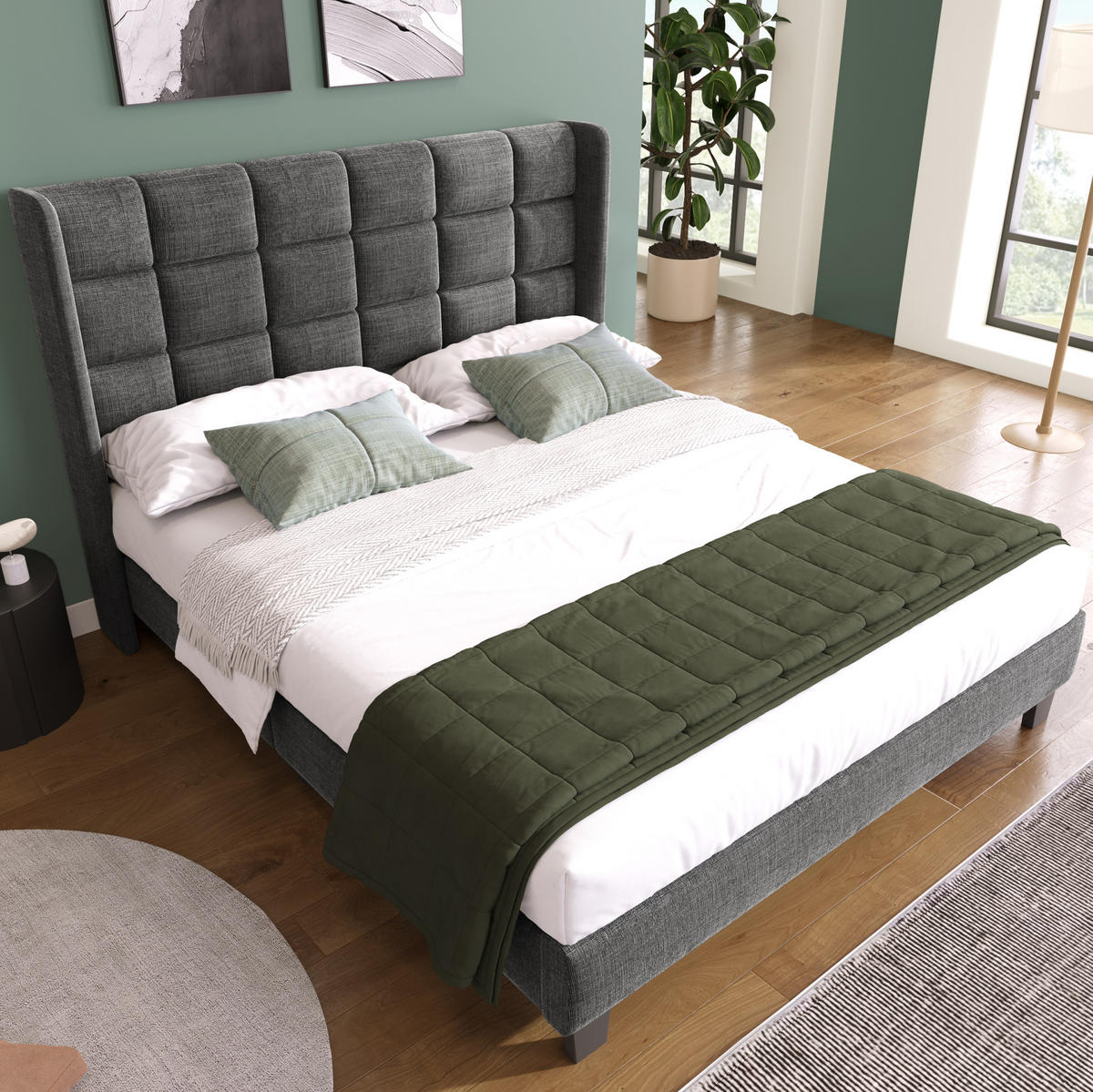 POLSTERBETT mit Lattenrost 140x200 cm Leinen Grau - Grau, Metall (140/200cm) - Beauniv
