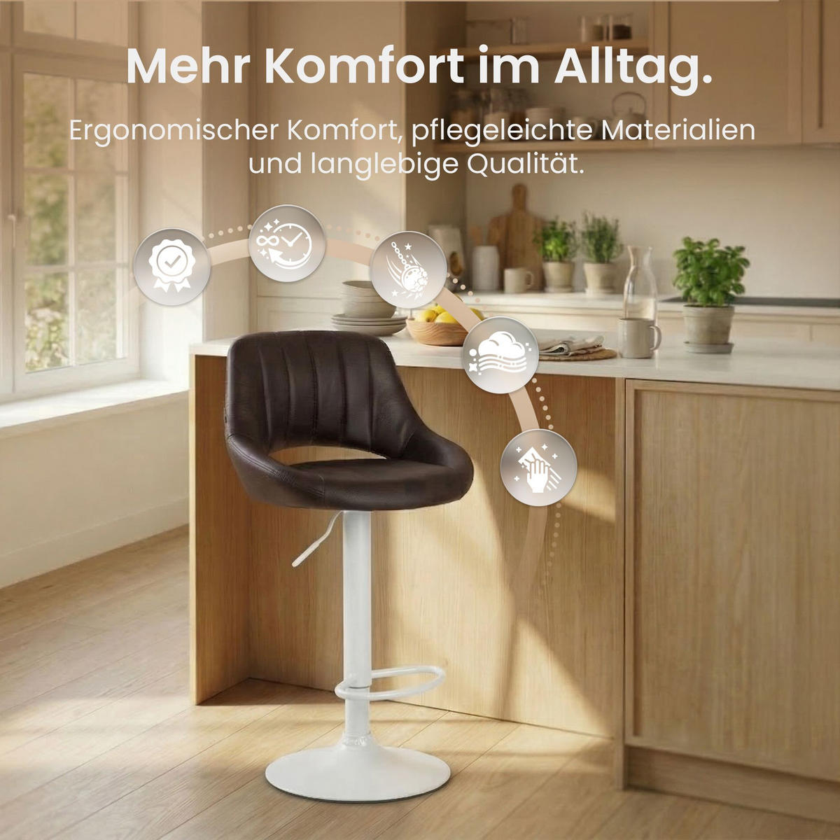 BARHOCKER Lederlook Braun - Weiß/Braun, Textil/Metall (47/85/48cm) - CLP