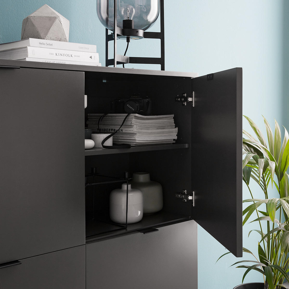 HIGHBOARD - Dunkelgrau - Dunkelgrau, Holzwerkstoff (110/124/40cm) - home24