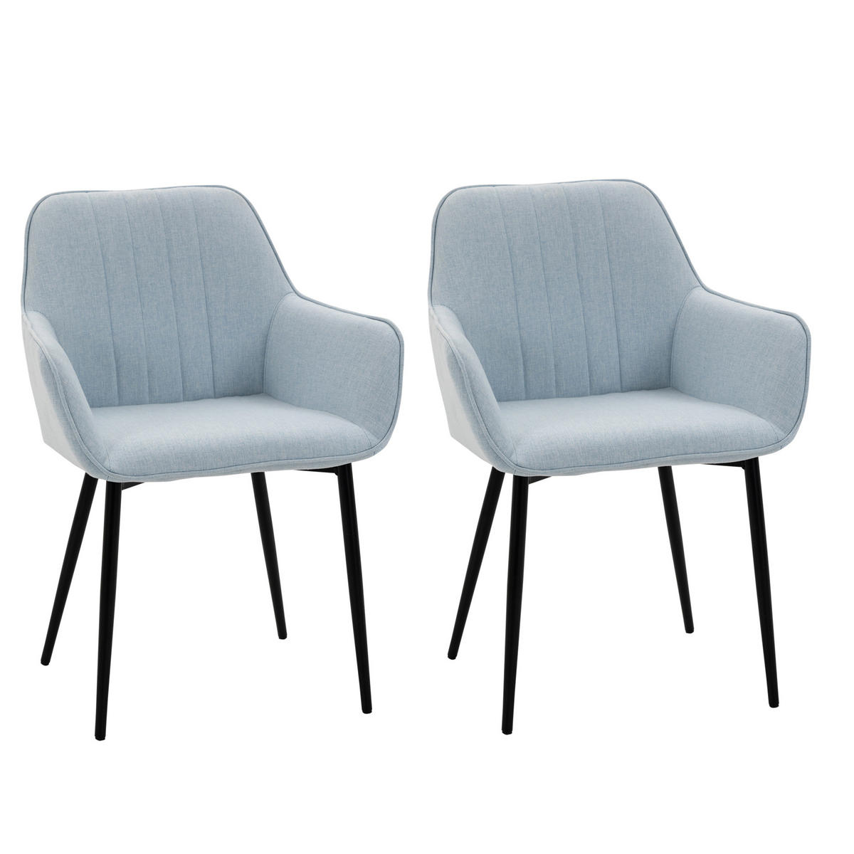 ESSZIMMERSTÜHLE, Leinen, Metall, Blau - Blau, Textil (56.5/81/59.5cm) - HOMCOM