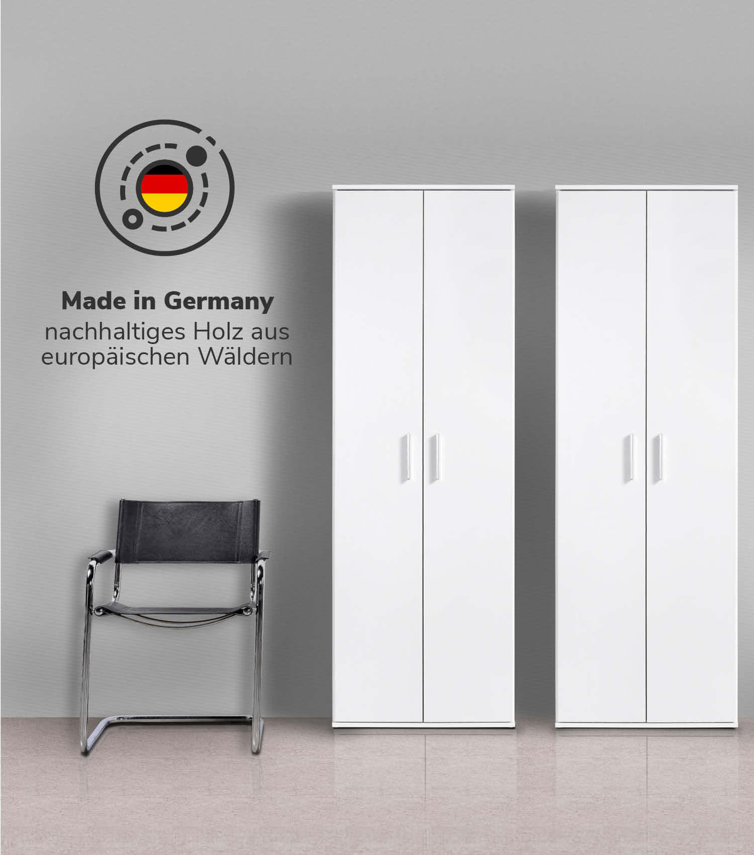 MEHRZWECKSCHRANK SET Der Allzweckwaffe - Silberfarben/Weiß, Holzwerkstoff (60/180/34cm) - Mokebo