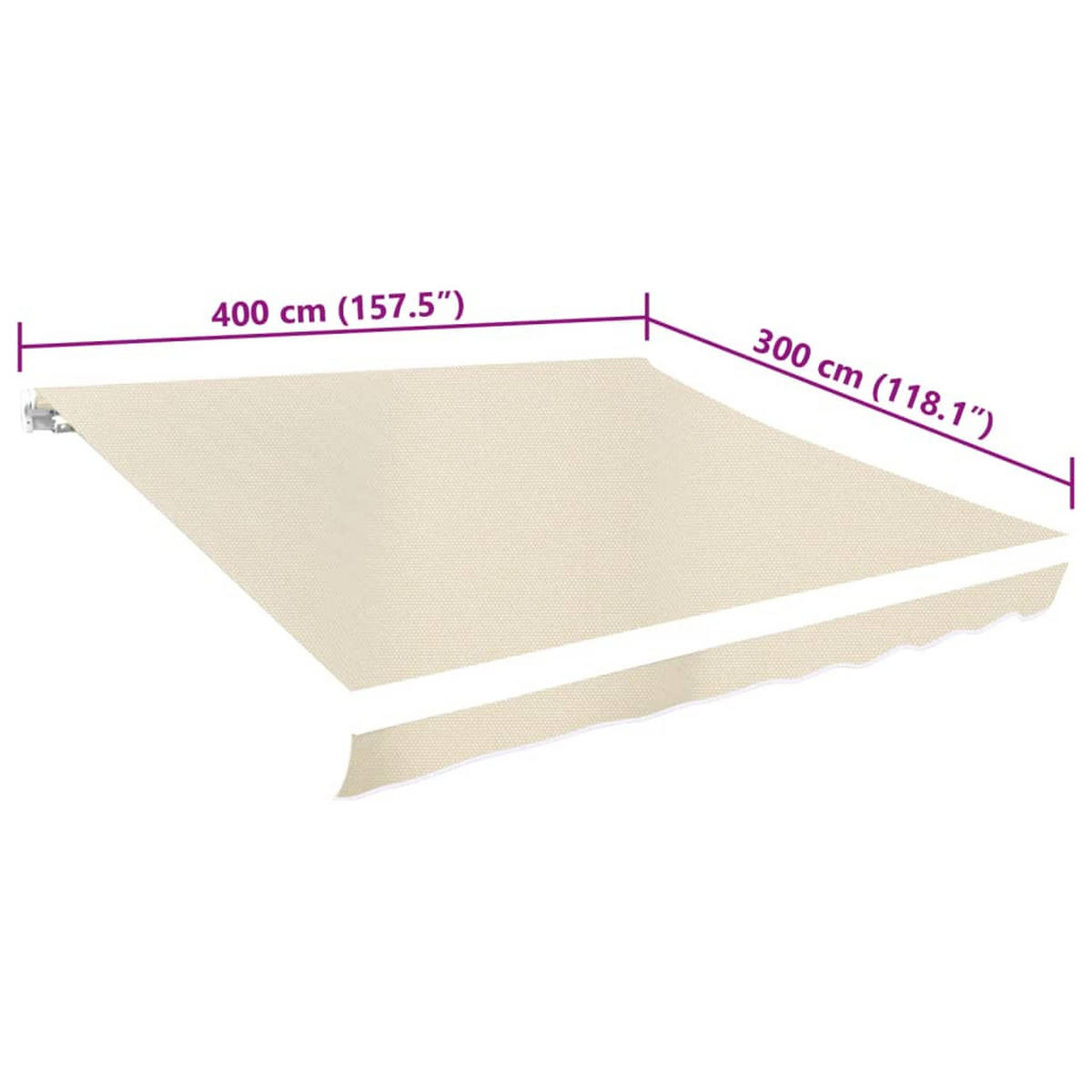 MARKISENBESPANNUNG Canvas Creme 4/3 M (Ohne Rahmen) - Creme, Textil (380/295cm) - vidaXL