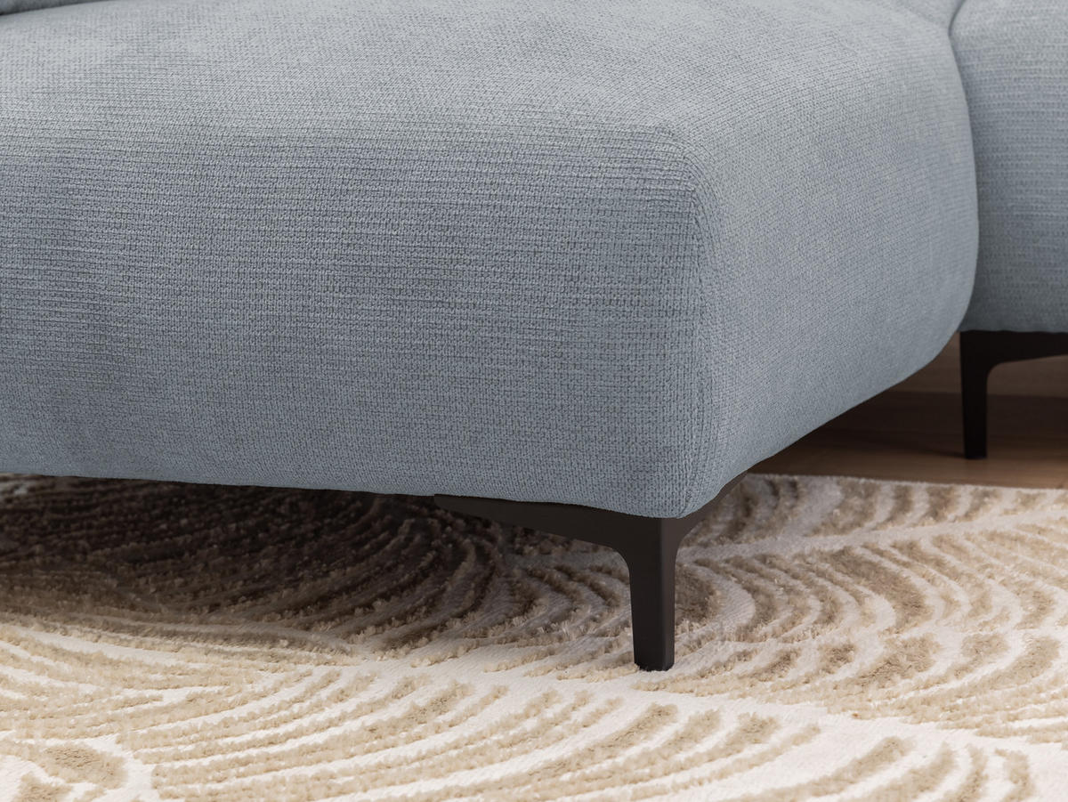 ECKSOFA Cardea in Bubble-Optik aus weichem Grau Strukturstoff mit hohem Sitzkomfort - Ottomane links - Schwarz/Grau, Holz/Textil (170/230cm) - S-Style Möbel