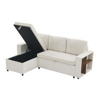 3-SITZER mit Stauraum, wechselbarer Chaiselongue und Chenille in Beige - Beige, Textil (202/85/136cm) - EVRYAE