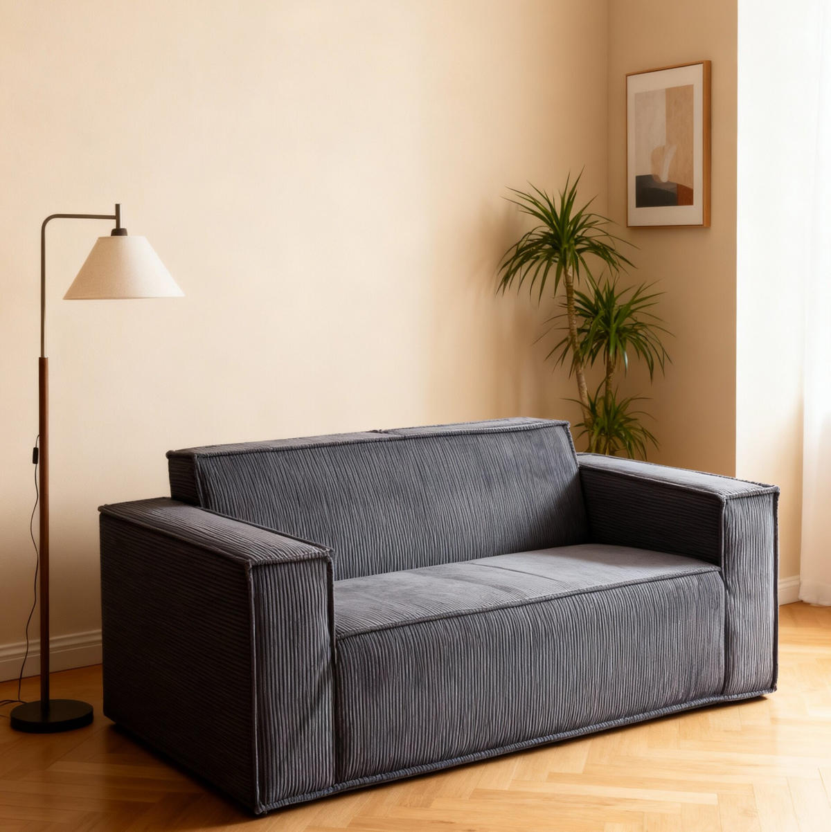 2-SITZER SOFA Cord Grau - Grau, Textil (178/70/86cm) - WISHDOR