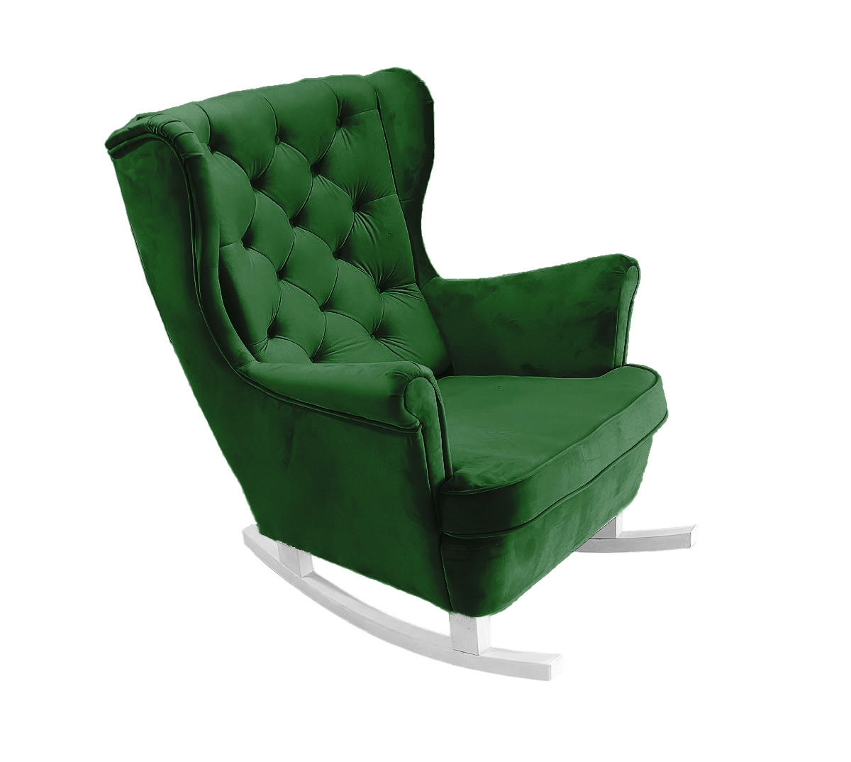 SCHAUKELSESSEL mit gepolstertem Sitz und Armlehnen, 102x81x95 cm, Grün_29849 - Weiß/Hellgrün, Holz/Textil (81/102/95cm) - DomoHome