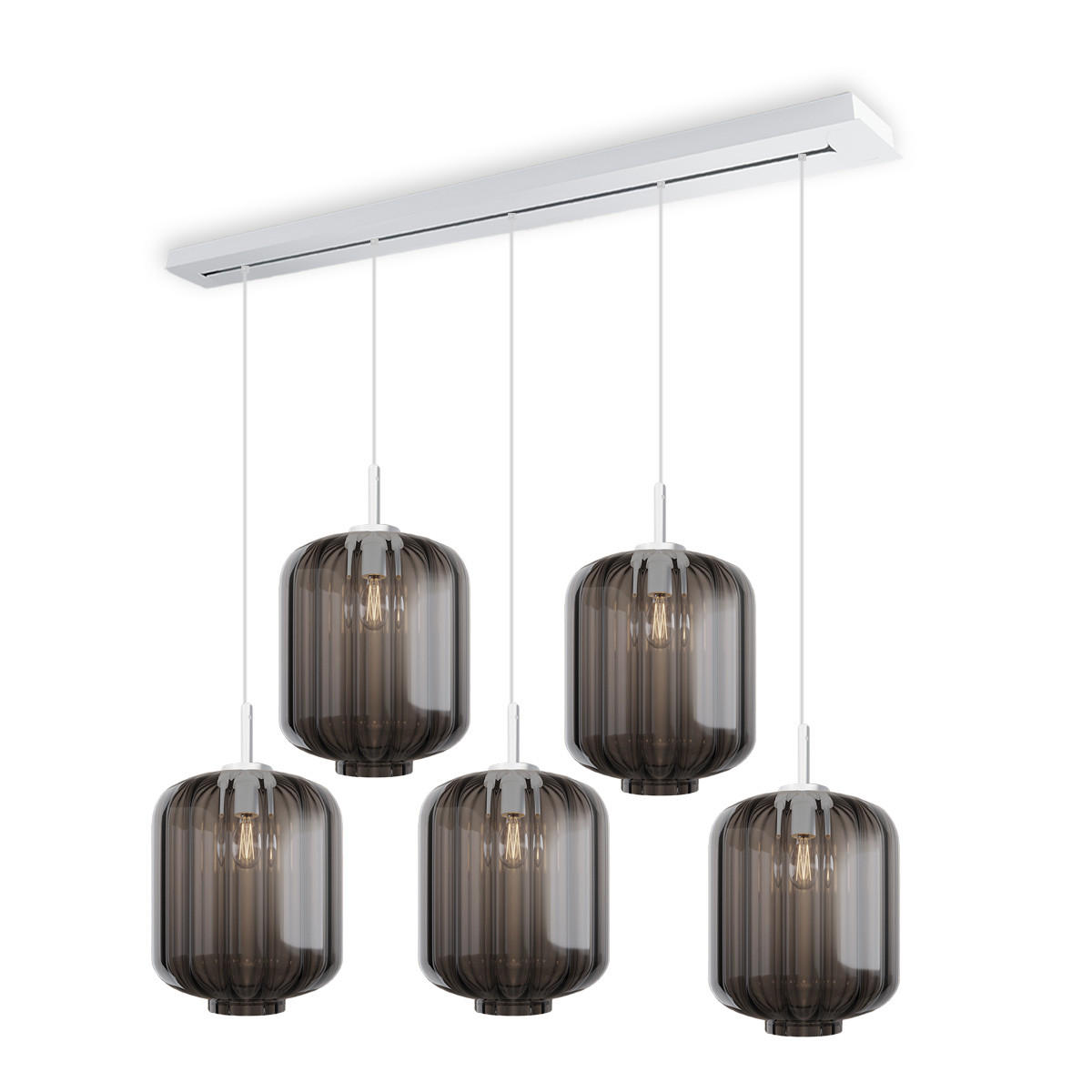 HÄNGELEUCHTE Velo 5-flammig Rauch Ø 25cm - Anthrazit/Weiß, Glas (25/25/27cm) - s.luce