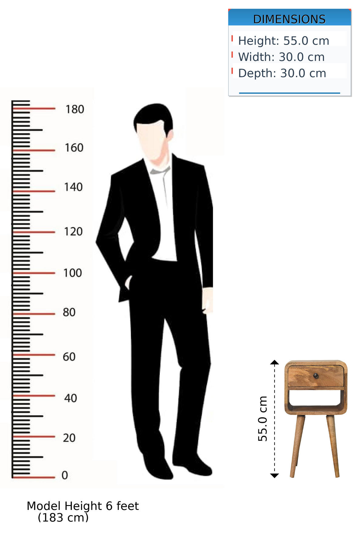 NACHTTISCH mit einer Schublade - Eichefarben/Messingfarben, Holz/Metall (30/55/30cm) - Artisan Furniture