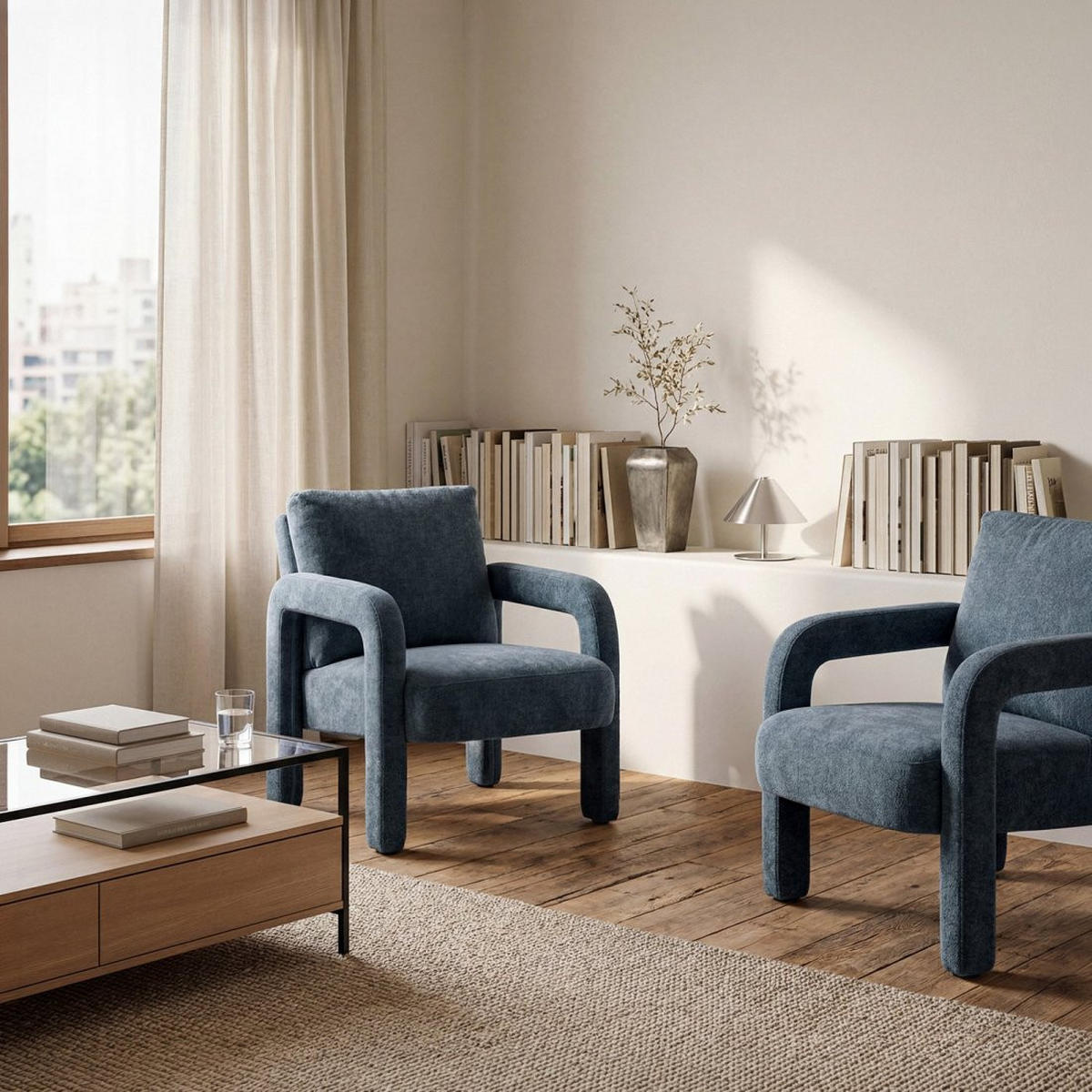 LESESESSEL Runa Blau 72 cm x 81 cm - Blau, Textil (72/81/79cm) - Klast Home