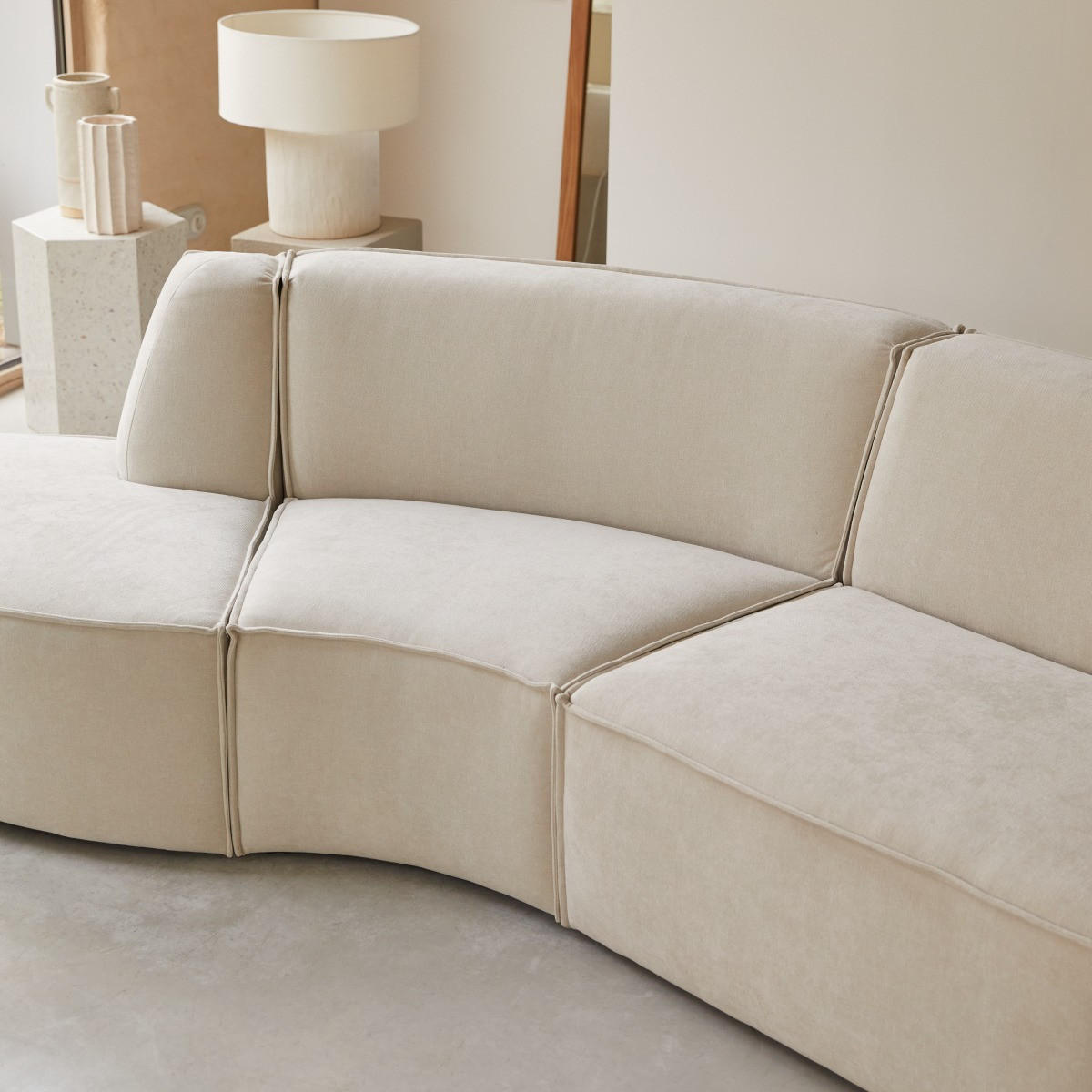 SOFA Dario Beige aus Stoff - Beige, Textil (365/75/115cm) - Tikamoon
