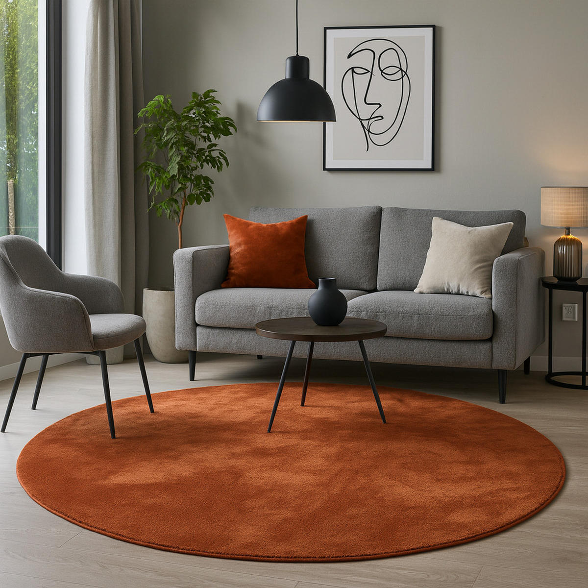 FELLTEPPICH SUPER SOFT PEARL RUND - Terracotta, Textil (200/200cm) - Pergamon