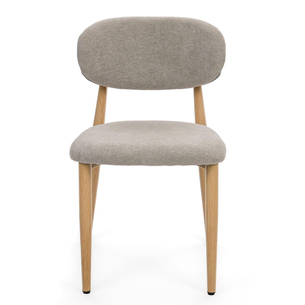 STUHL ALMO gepolstert Beine in Holzoptik - hellgrau - Boucle - Eichefarben/Hellgrau, Textil/Metall (47/77/54cm) - NEW HOME