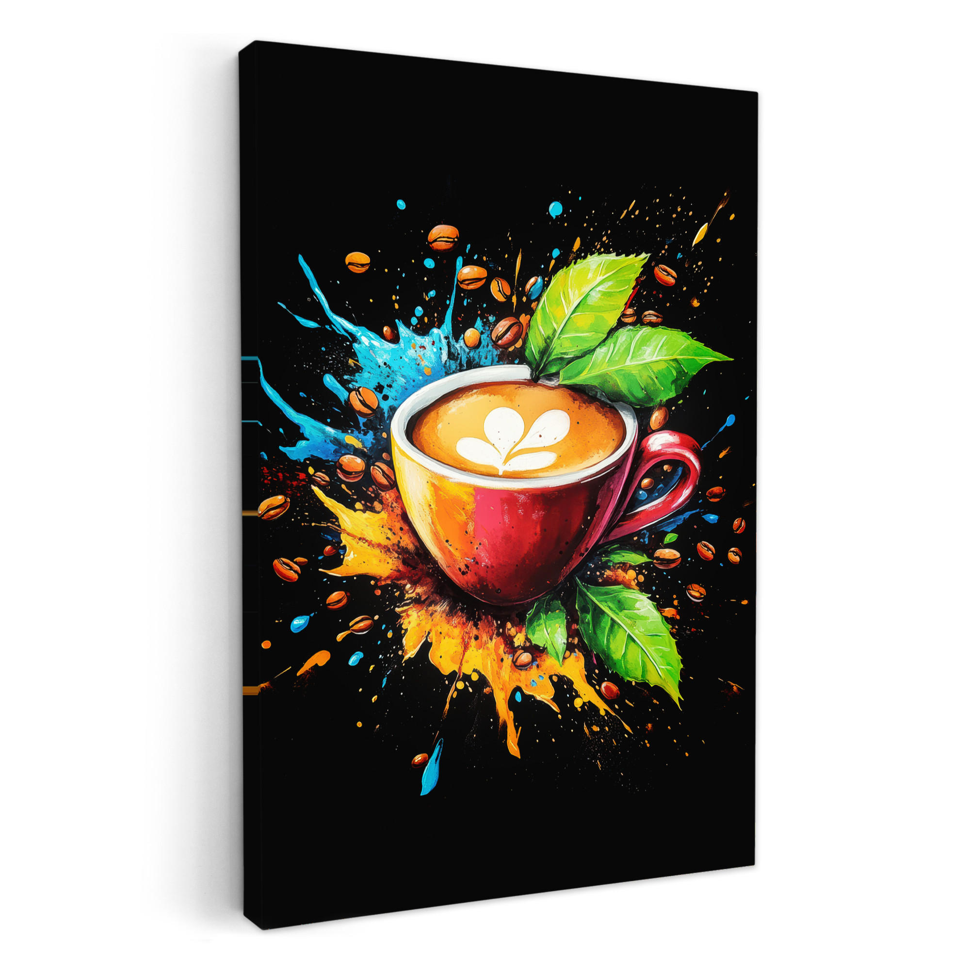 LEINWANDBILD Kaffee - Graffiti - Trinken - Abstrakt 80x120 cm - Mokka, Textil (80/120cm) - MuchoWow