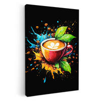 LEINWANDBILD Kaffee - Graffiti - Trinken - Abstrakt 80x120 cm - Mokka, Textil (80/120cm) - MuchoWow