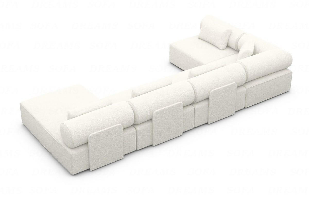 WOHNLANDSCHAFT Cipriani Weiß Boucléstoff - Weiß, Kunststoff (400/77/200cm)