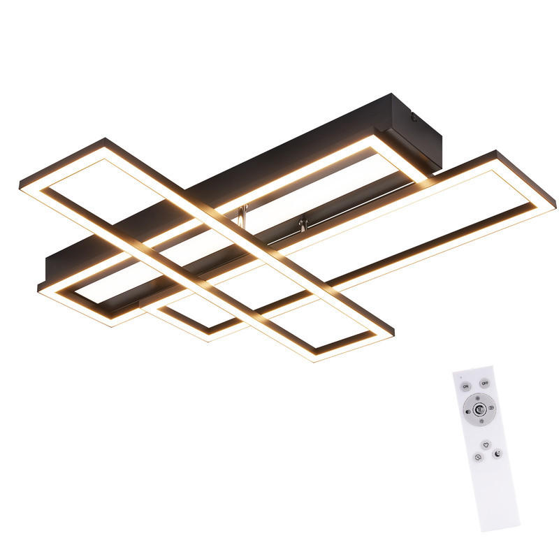 LED-DECKENLEUCHTE Mahoney 55.5/66.5/9.7cm - Schwarz, Metall (66.5/55.5/9.7cm) - Nettlife