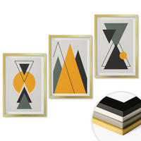 WANDBILDER 3er Set - 40x60 cm Goldrahmen - Abstrakte geometrische Formen - Goldfarben, Kunststoff (40/60cm) - ArtPrintCave