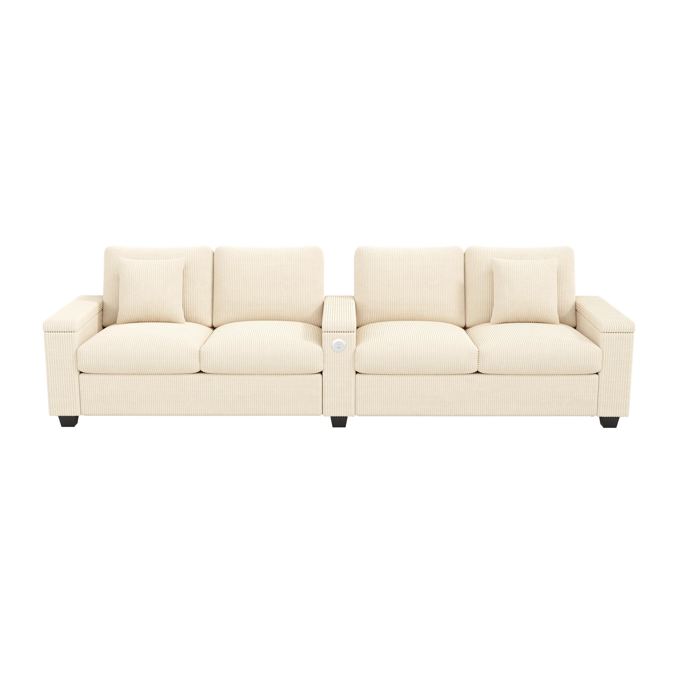 4-SITZER SOFA Cord Beige mit USB, USB-C und Stauraum - Beige, Holzwerkstoff/Kunststoff (299/82.7/80cm) - WISHDOR
