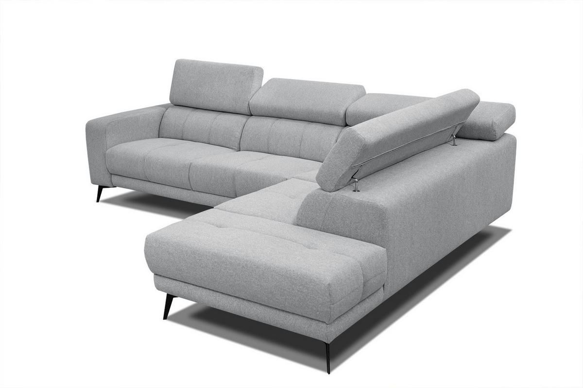 ECKSOFA MORELLO 5-Sitzer, silberfarben - Silberfarben/Schwarz, Holzwerkstoff/Textil (287/228cm) - Courtois Laville