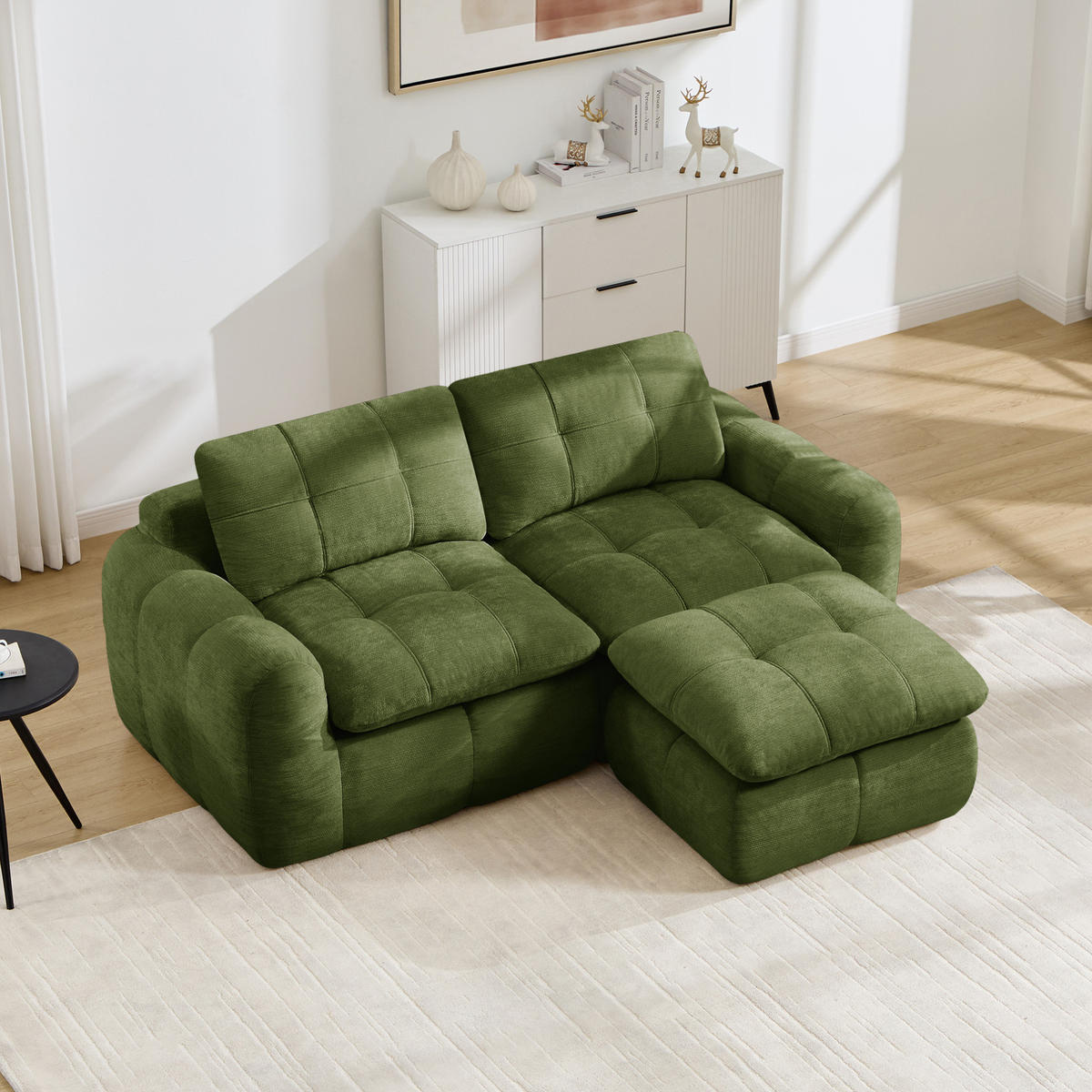 SOFA 194/160/68 cm in Grün aus Chenille, rahmenlos und montagefrei - Grün, Textil (160/68/194cm) - Flora Grace