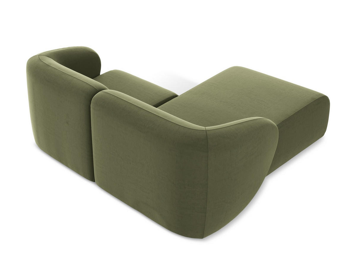 ECKSOFA Links Samt Stoff Grün - Schwarz/Olivgrün, Holzwerkstoff/Kunststoff (178/166cm) - Makamii