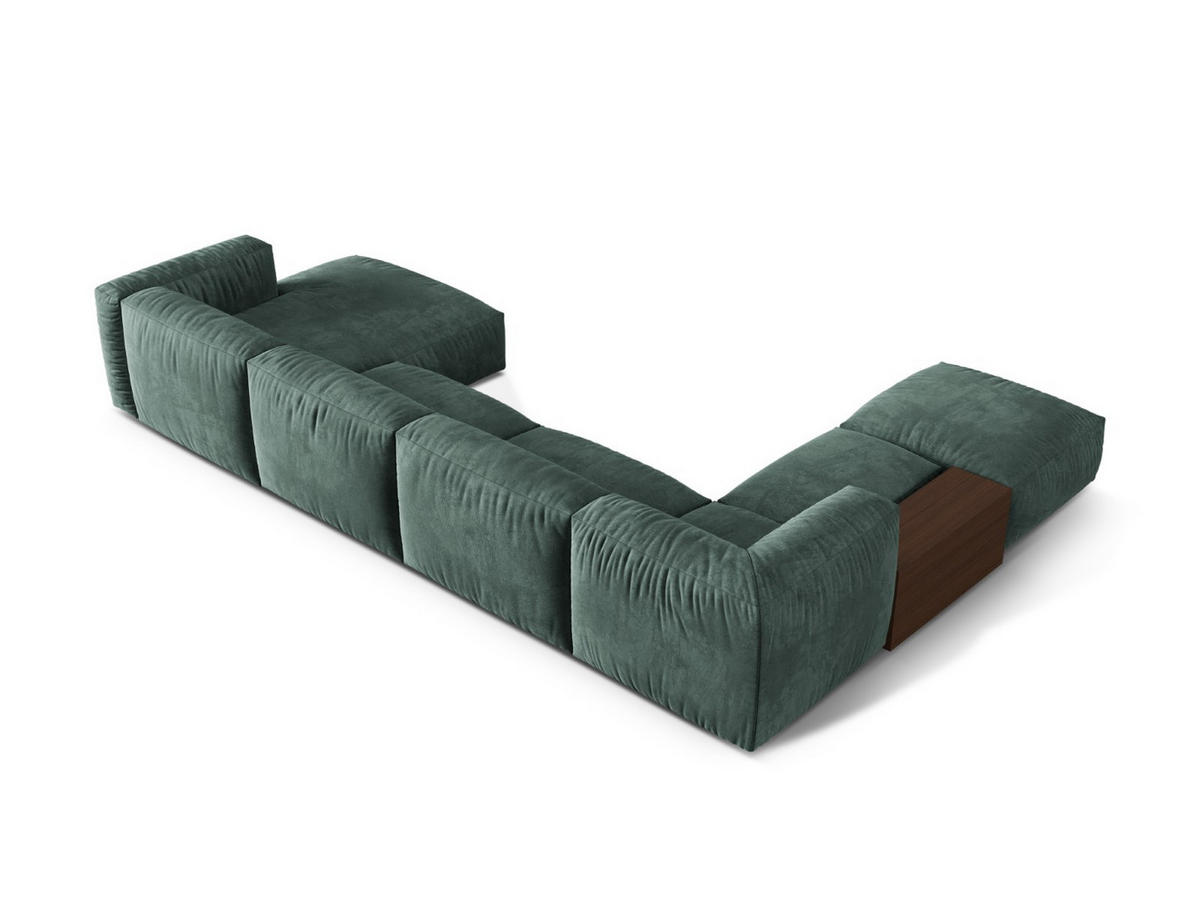 PANORAMASOFA modular links Martina aus Samt petrol 5 Sitzplätze - Salbeigrün, Textil (280/75/406cm) - Micadoni