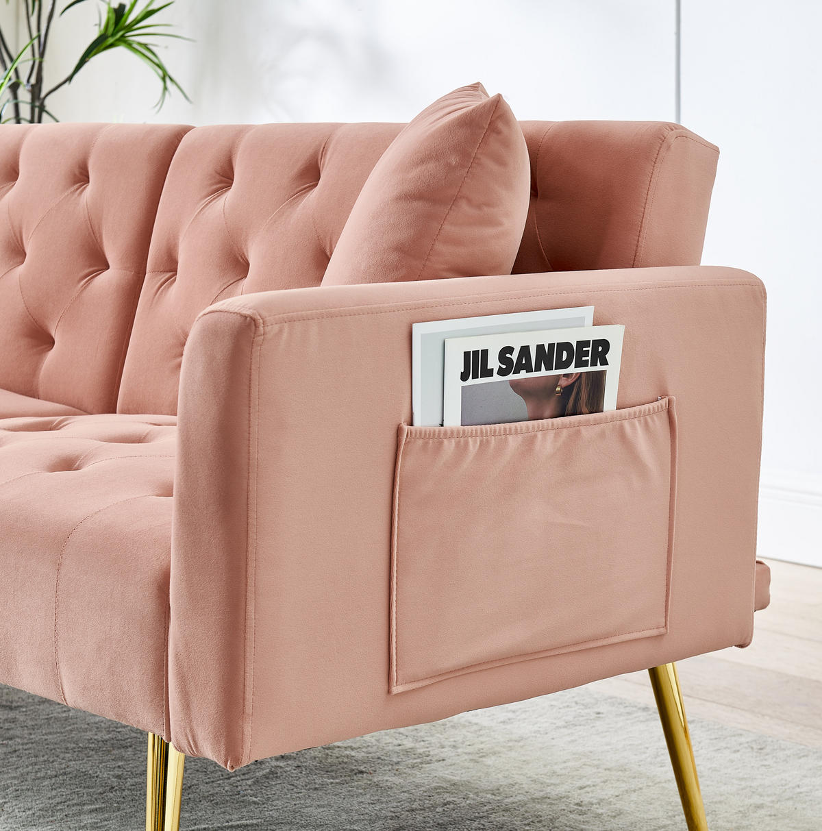 SOFA mit verstellbarer Rückenlehne 2-Sitzer Samt Pink - Pink, Holzwerkstoff (177/74/78cm) - Meubliv