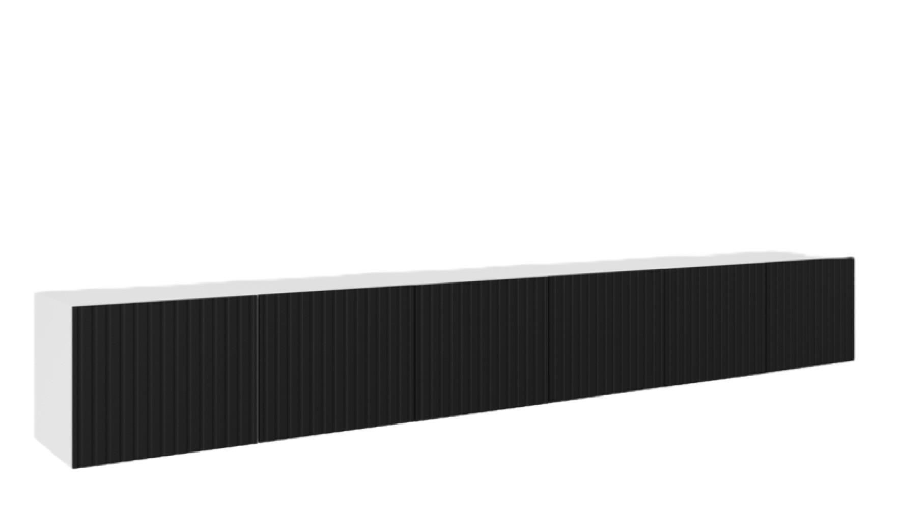 TV-LOWBOARD Weiß Schwarz RIO Geschlossen Gerillt 300 cm - Schwarz, Holzwerkstoff (300/41/40cm) - Sepro Meble