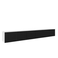 TV-LOWBOARD Weiß Schwarz RIO Geschlossen Gerillt 300 cm - Schwarz, Holzwerkstoff (300/41/40cm) - Sepro Meble