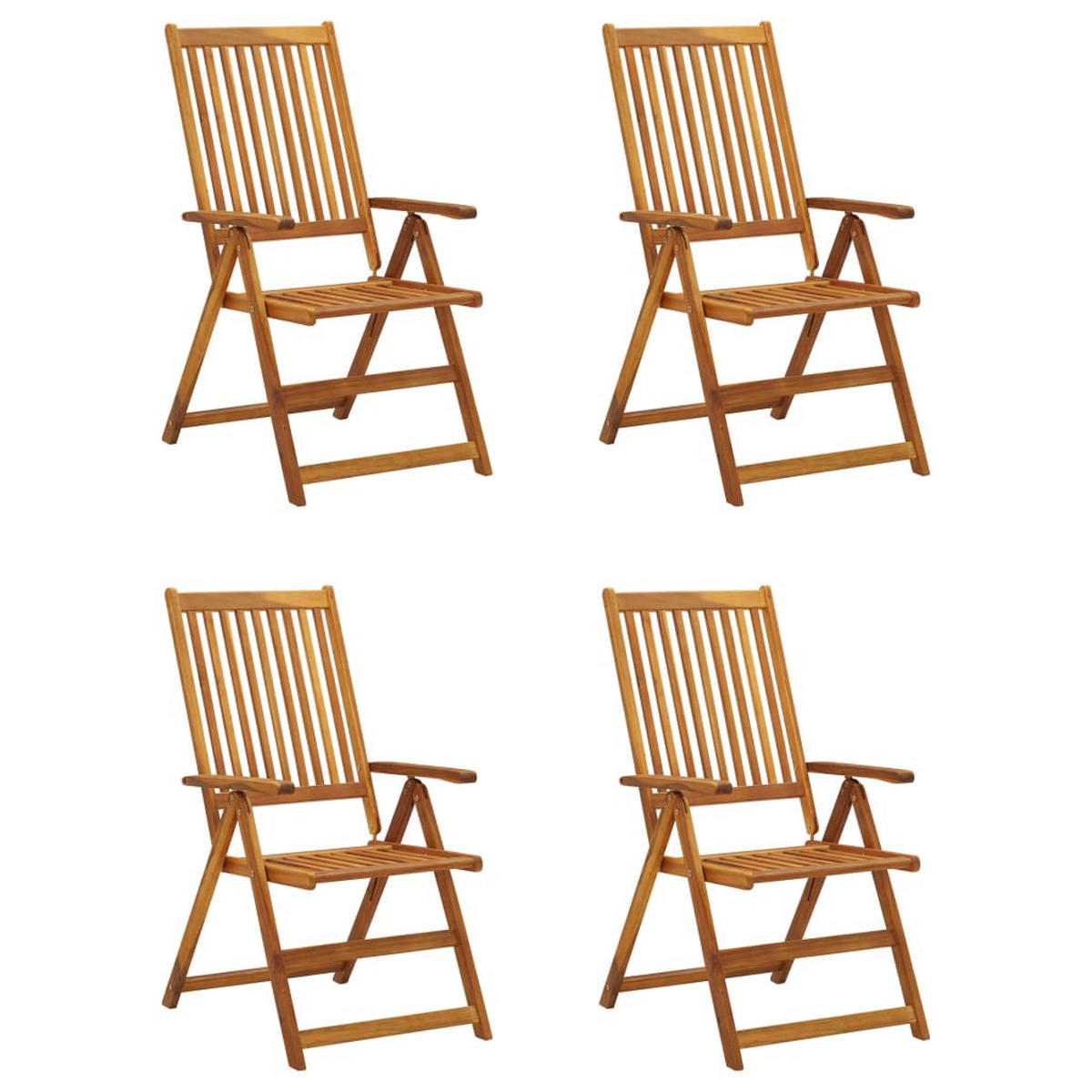 HOCHLEHNER Verstellbar 4er set Mit Auflagen Massivholz Akazie - Braun, Holz/Textil (57/111/69cm) - vidaXL