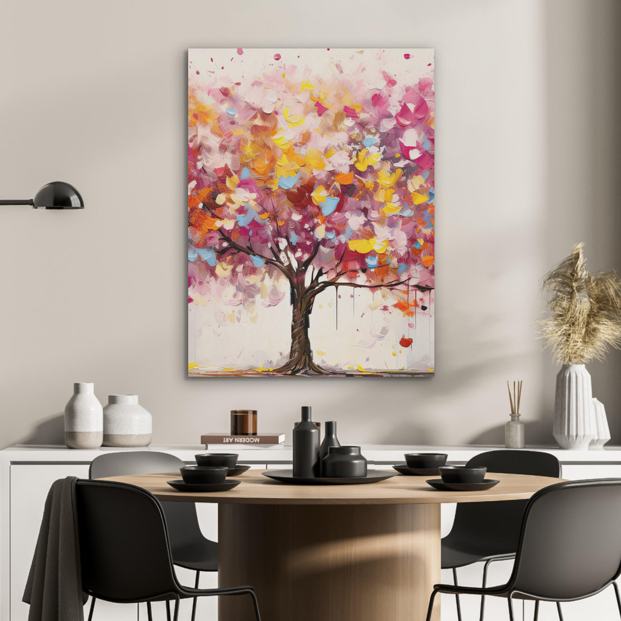 AKUSTIKPANEEL Aquarell - Baum - Kunst - Abstrakt 60x80 cm - Multicolor, Textil (60/0.9/80cm) - MuchoWow
