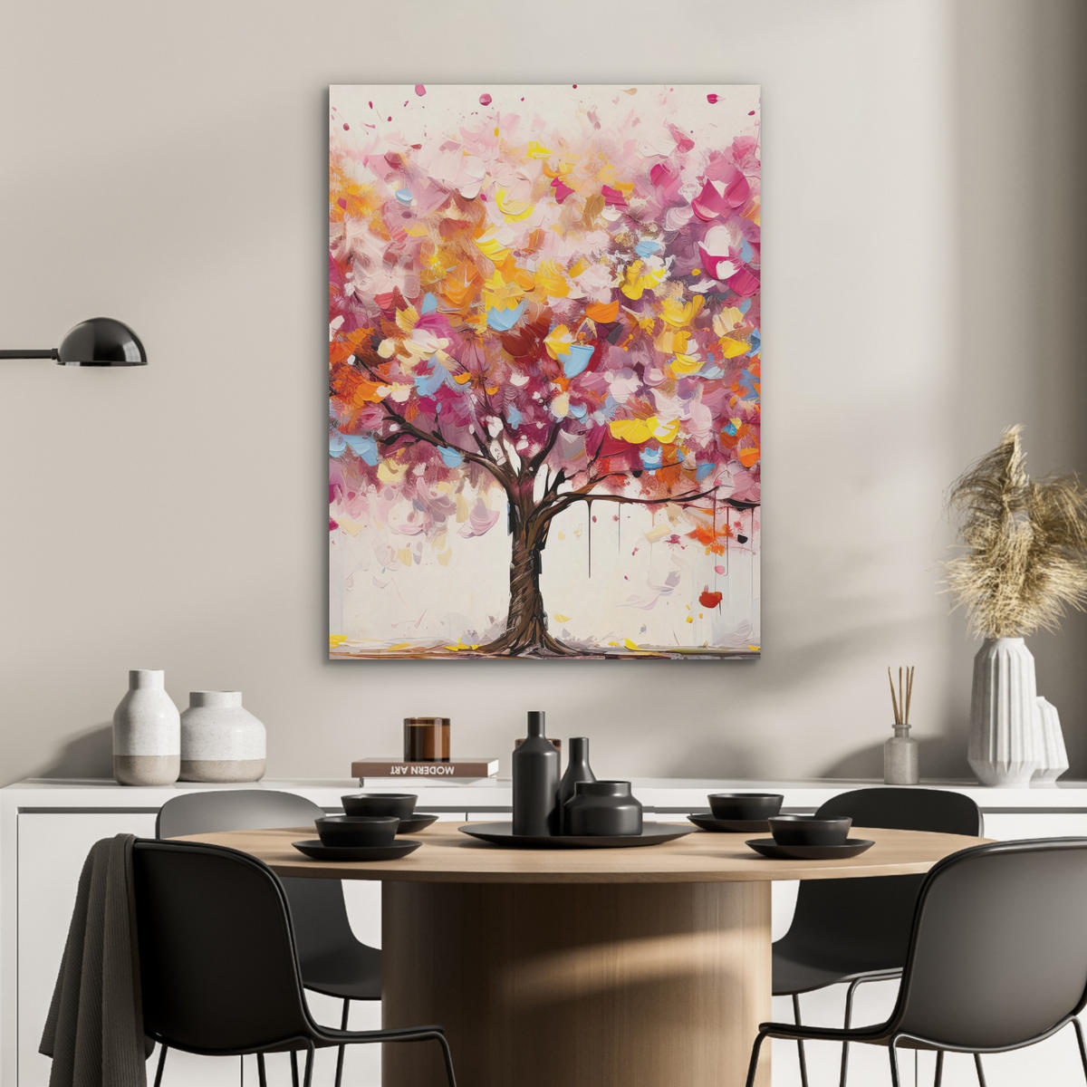 AKUSTIKPANEEL Aquarell - Baum - Kunst - Abstrakt 60x80 cm - Multicolor, Textil (60/0.9/80cm) - MuchoWow