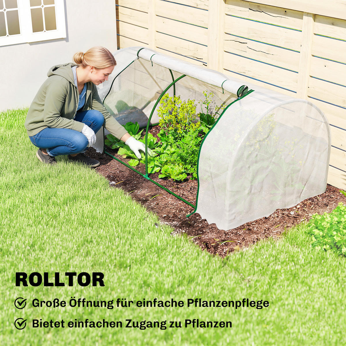 GEWÄCHSHAUS aus PE Stahl Weiß - Weiß, Metall (100/80/200cm) - Outsunny