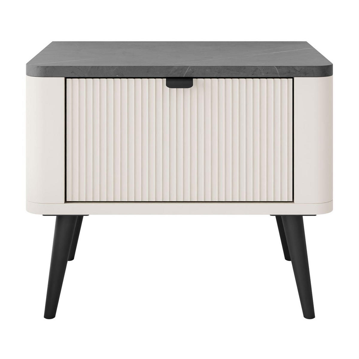 NACHTTISCH AUTUMN auf hohen Beinen, Kaschmir / Grauer Stein - Beige/Schwarz, Holzwerkstoff (50/42/40cm) - Lookway