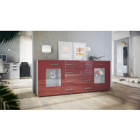 SIDEBOARD Noah Bordeaux Hochglanz - Bordeaux, Holzwerkstoff (166/72/35cm) - Vladon