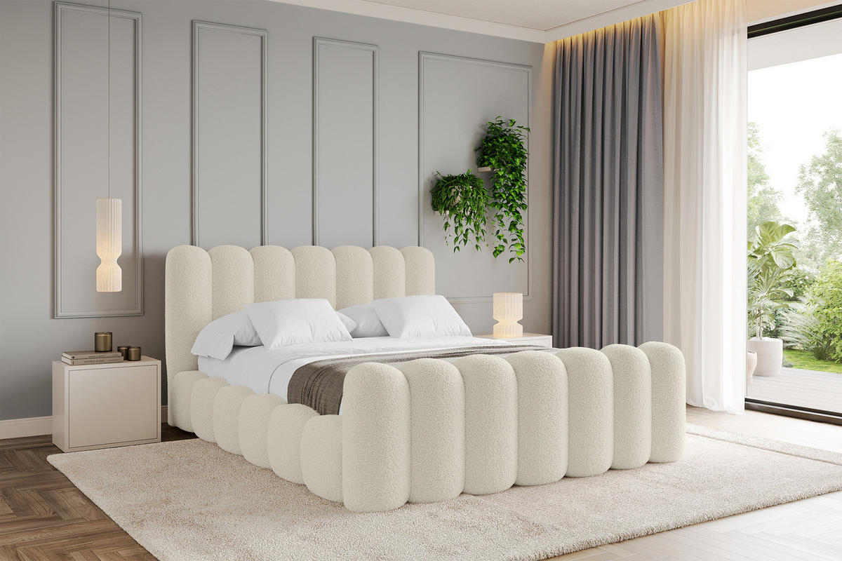 POLSTERBETT mit Bettkasten, Fußteil und Lattenrost, Boxbett ohne Matratze - SENA-Z 180x200 Beige - Taupe, Holzwerkstoff/Textil (180/200cm) - ALTDECOR