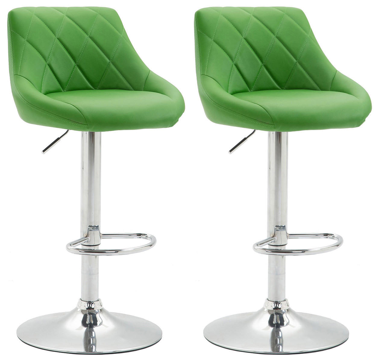 BARHOCKER 2er Set Lederlook grün - Chromfarben/Grün, Textil/Metall (46/83/49cm) - CLP