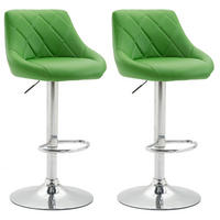 BARHOCKER 2er Set Lederlook grün - Chromfarben/Grün, Textil/Metall (46/83/49cm) - CLP