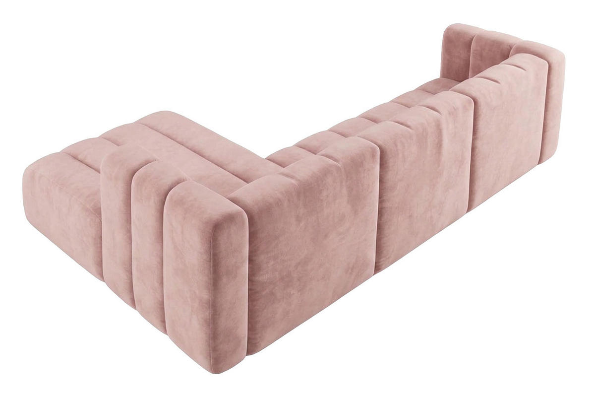 ECKSOFA Modulares In L-Form, Velvet-Stoff Riviera, Hellrosa, Links, GRAND 318 cm - Hellrosa, Holz (318/179cm) - Kaiser Möbel