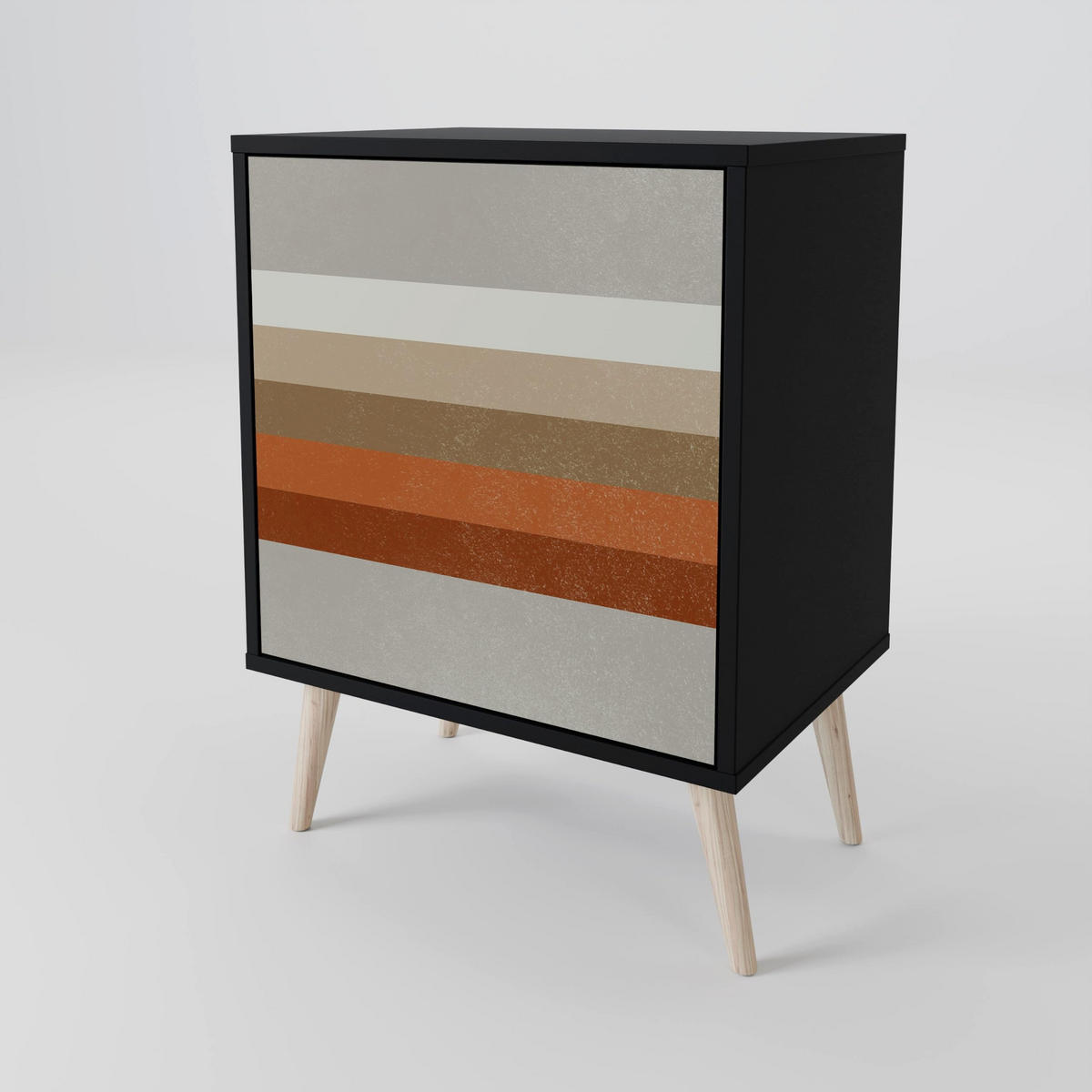 SIDEBOARD PECULIAR TRAIL, Schwarz, 57,5x42x70,5 cm, Schwarze Metall-Sternfüße - Multicolor/Schwarz, Holzwerkstoff/Metall (57.5/70.5/42cm) - SpaceRebels