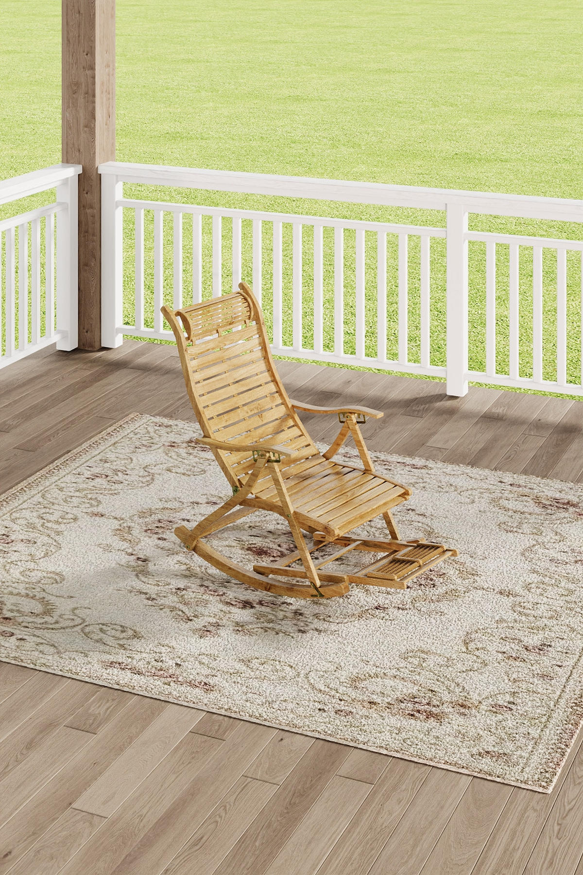 GARTENSCHAUKELSTUHL Relaxsesselaus aus Bambus Stahl in Naturholz für Garten Balkon klappbar verstellbar 47 x 95 x 108 cm Belastbarkeit 150 kg - Naturfarben, Metall (47/108/95cm) - Livingandhome