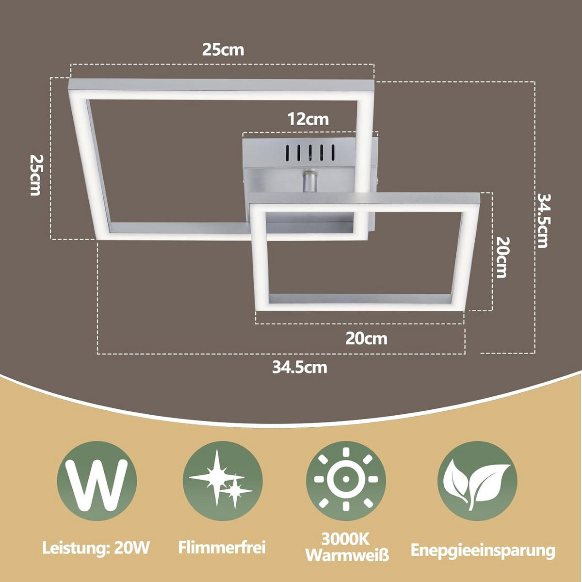 LED stropní svítidlo COBB III 35/35/7 cm - černá, plast (35/35/7cm) - Nettlife