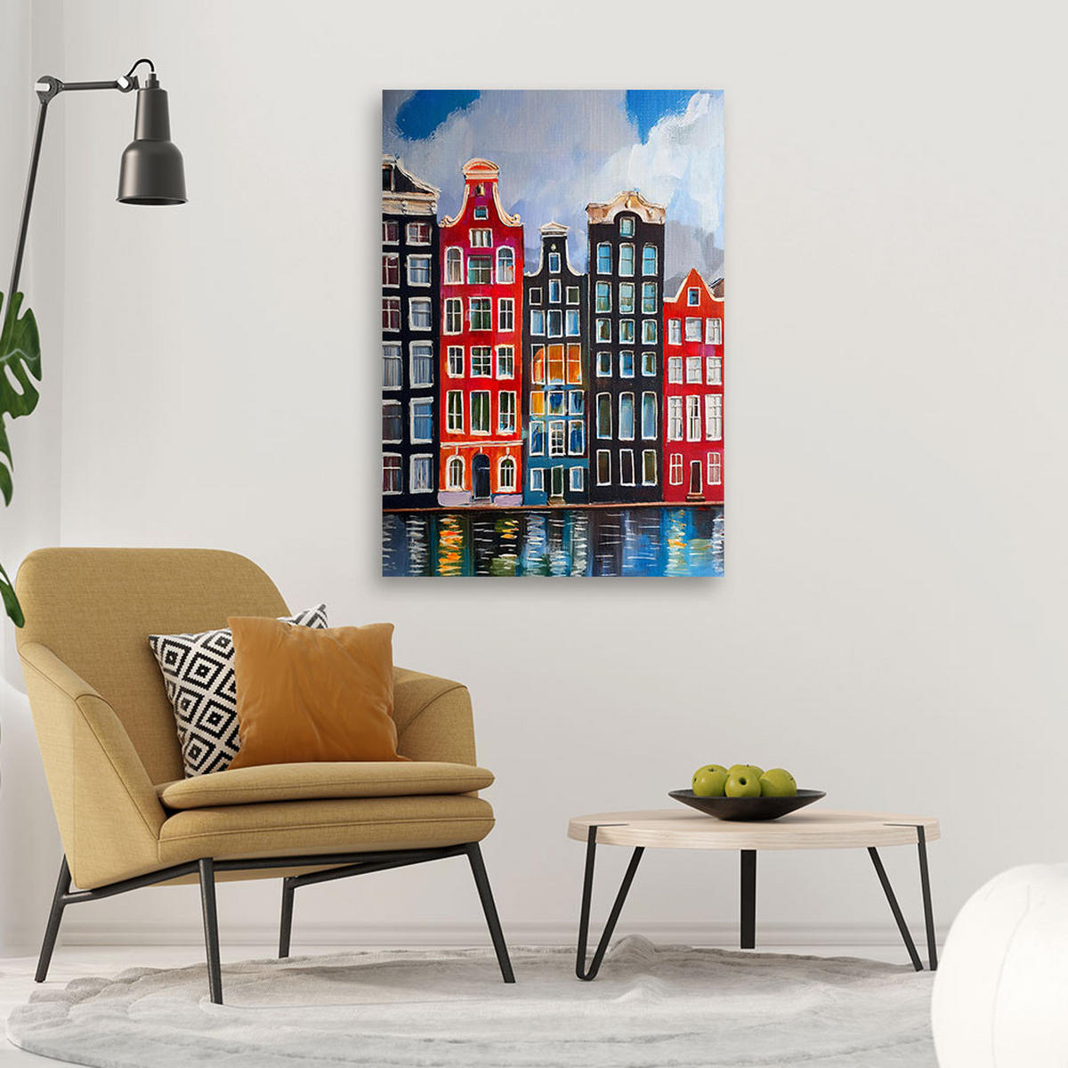 WANDBILD architektur gemalte stadt - Multicolor, Textil (40/60cm) - Feeby