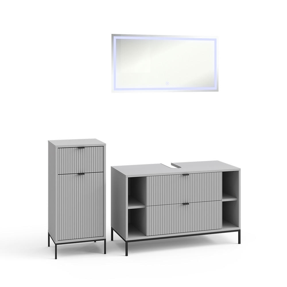 BADMÖBEL-SET Eliza Grau 3 Teile - Grau, Holzwerkstoff (100/63/45.1cm) - Vicco