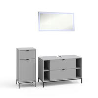 BADMÖBEL-SET Eliza Grau 3 Teile - Grau, Holzwerkstoff (100/63/45.1cm) - Vicco