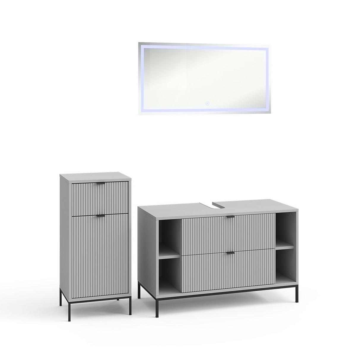 BADMÖBEL-SET Eliza Grau 3 Teile - Grau, Holzwerkstoff (100/63/45.1cm) - Vicco