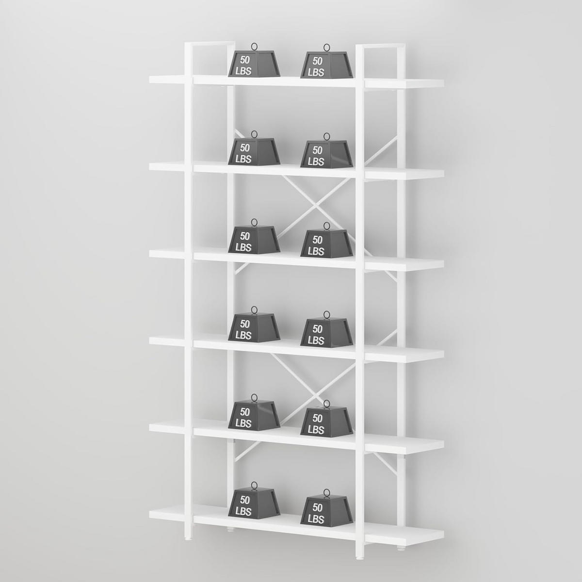 STANDREGAL Industrial Holzoptik Metall 6 Fächer 120 x 32 x 215,5 cm - Weiß, Holzwerkstoff/Metall (122/215.5/32cm) - Quality Elegance