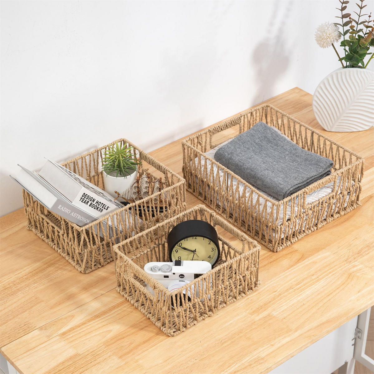 AUFBEWAHRUNGSKÖRBE ENIN - Naturfarben, Holz (34/13/28cm) - IDIMEX