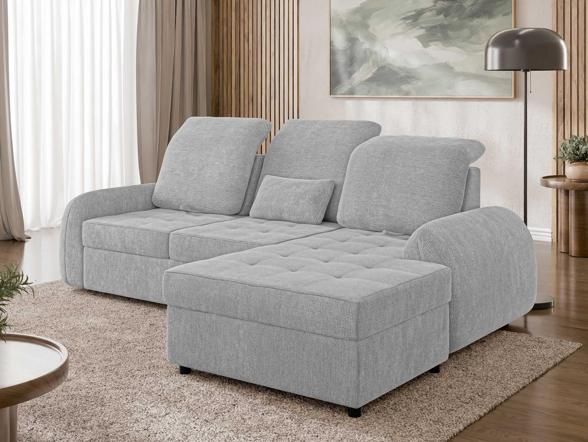 ECKSCHLAFSOFA Soreno, Seite: Rechts - Hellgrau/Schwarz, Holz/Kunststoff (176/255cm) - MIRJAN24