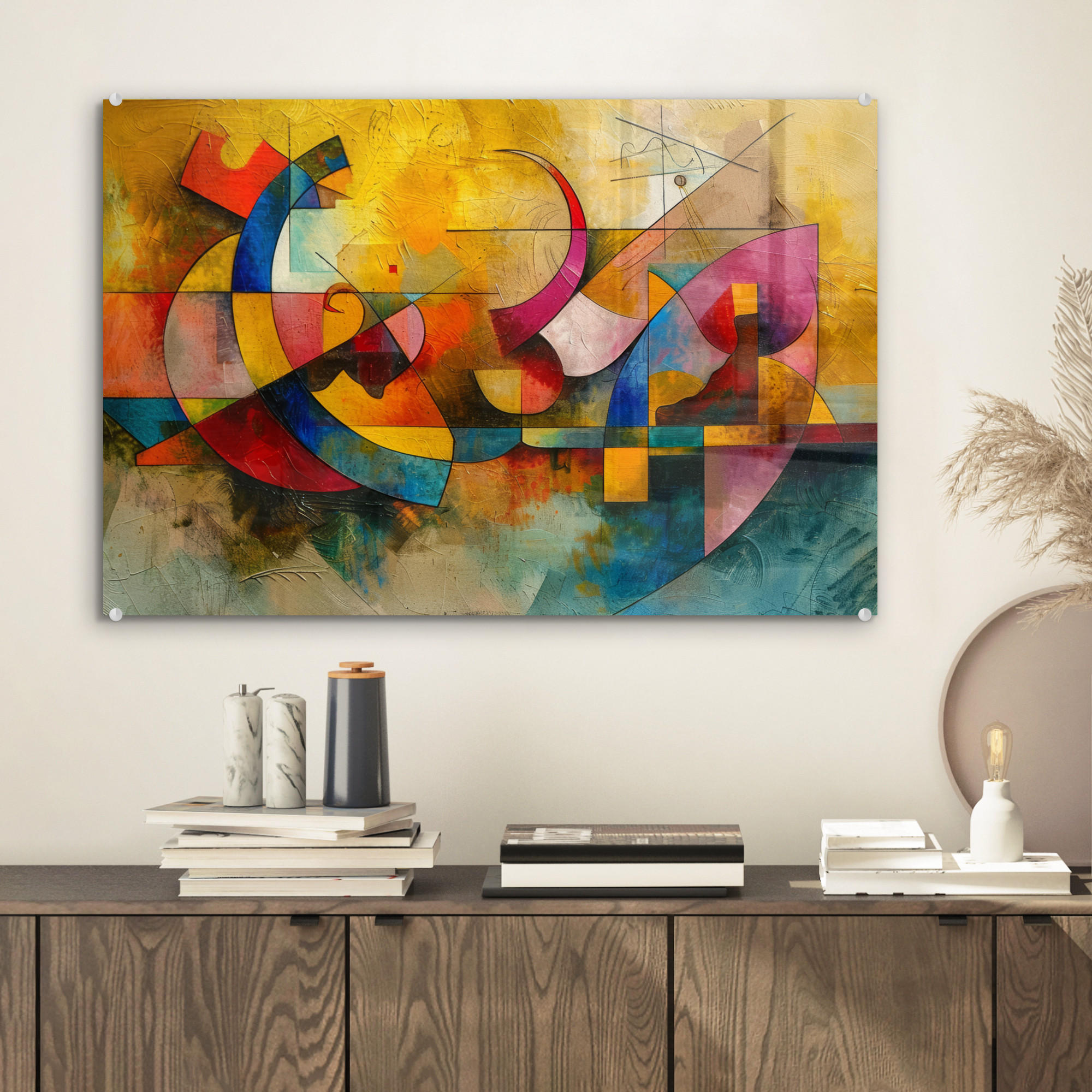 ACRYLGLASBILD Kunst - Abstrakt - Modern 60x40 cm - Gelb, Glas (60/40cm) - MuchoWow